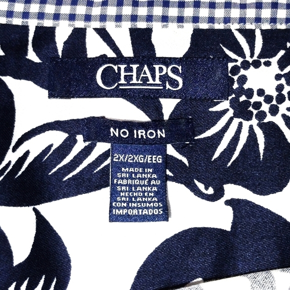 Chaps shirt button down three quarters sleeves floral black and white  Size: 2X - Picture 4 of 5